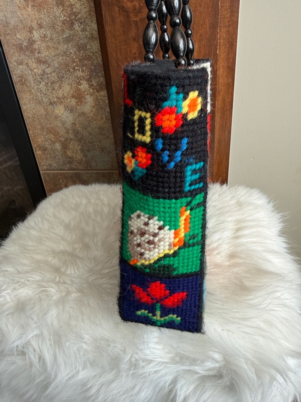 Vintage nature colorful needlepoint 60s 70s bag purse hippie boho folk art - Picture 2 of 7
